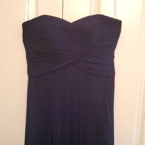 David's Bridal long navy bridesmaid dress size 10